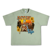 Oil Green actinup with cowgirl Urban Heavy Tee - NancyCooperArtShop