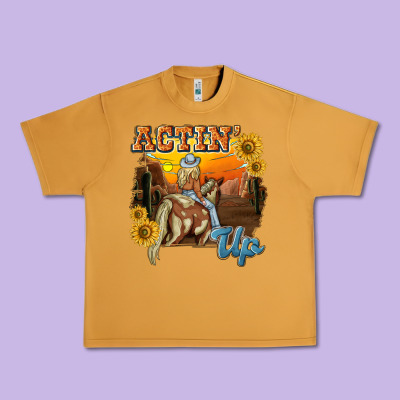Actinup With Cowgirl Urban Heavy Tee Designed By Nancycooperartshop