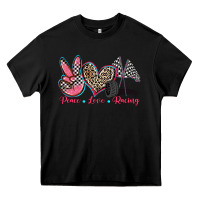 Black peace love racing Heavy Core Tee - Zillion Design Studio