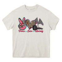 Cream peace love racing Heavy Core Tee - Zillion Design Studio