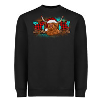 Black christmas mom highland cow Heavyweight Sweatshirt - BarkalooDesign