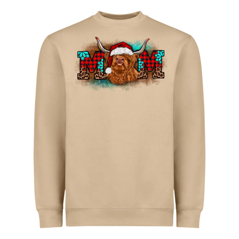 Christmas Mom Highland Cow Heavyweight Sweatshirt by BarkalooDesign | Teevron