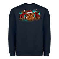 Navy christmas mom highland cow Heavyweight Sweatshirt - BarkalooDesign