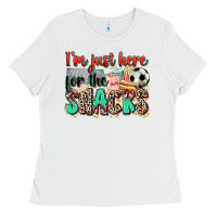 White i'm just here for the snacks soccer Ladies Tee - Zillion Design Studio