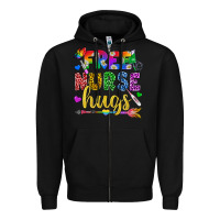 Black Free Nurse Hugs Pride LGBTQ+ Zipper Hoodie - BundleAndBundleShop
