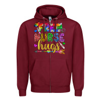 Burgundy Free Nurse Hugs Pride LGBTQ+ Zipper Hoodie - BundleAndBundleShop