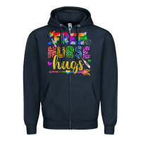Navy Free Nurse Hugs Pride LGBTQ+ Zipper Hoodie - BundleAndBundleShop
