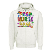Oatmeal Heather Free Nurse Hugs Pride LGBTQ+ Zipper Hoodie - BundleAndBundleShop