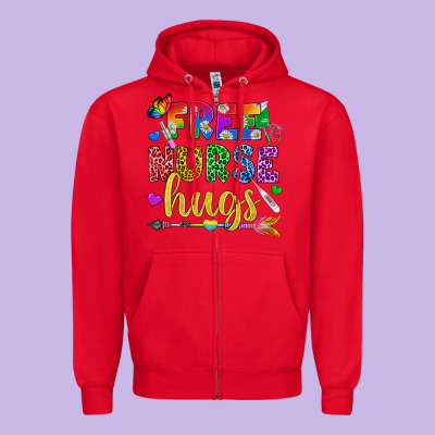 Free Nurse Hugs Pride Lgbtq+ Zipper Hoodie Designed By Bundleandbundleshop