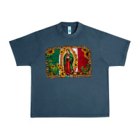 Midnight Navy our lady of Guadalupe Mexican flag background Urban Heavy Tee - Jasminsmagicworld