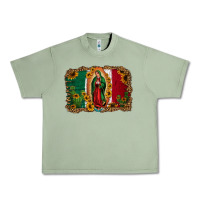 Oil Green our lady of Guadalupe Mexican flag background Urban Heavy Tee - Jasminsmagicworld