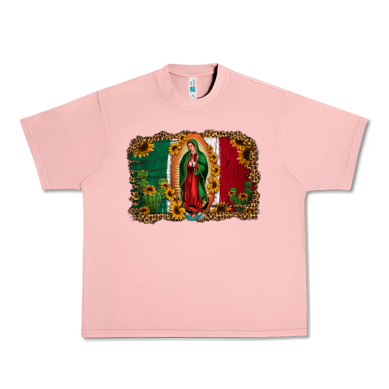 Our Lady Of Guadalupe Mexican Flag Background Urban Heavy Tee by Jasminsmagicworld | Teevron