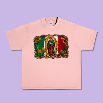 Our Lady Of Guadalupe Mexican Flag Background Urban Heavy Tee Designed By Jasminsmagicworld
