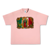 Salmon our lady of Guadalupe Mexican flag background Urban Heavy Tee - Jasminsmagicworld