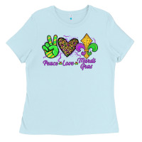 Baby Blue peace love mardi gras Ladies Tee - JahusDesignShop