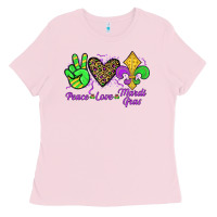 Bubblegum Pink peace love mardi gras Ladies Tee - JahusDesignShop