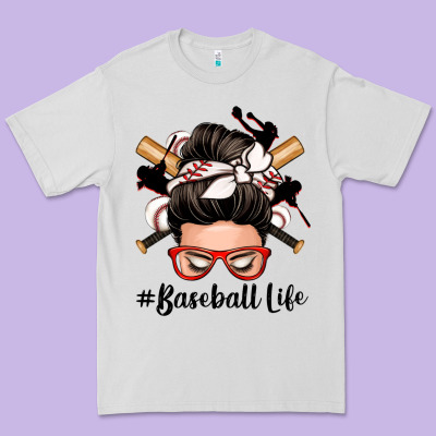 Baseball Life Messy Bun Premium Tee Designed By Zillion Design Studio