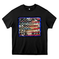 Black american flag with cowhide background Heavy Core Tee - RanaPortraitStore