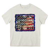 Cream american flag with cowhide background Heavy Core Tee - RanaPortraitStore