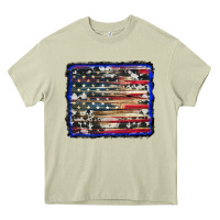 Mossy american flag with cowhide background Heavy Core Tee - RanaPortraitStore