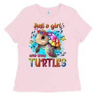 Bubblegum Pink just a girl who loves turtles Ladies Tee - texasbilliewilder