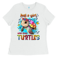 White just a girl who loves turtles Ladies Tee - texasbilliewilder