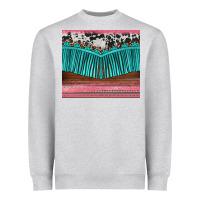 Heather Grey western fringe cowhide leopard Heavyweight Sweatshirt - BarkalooDesign