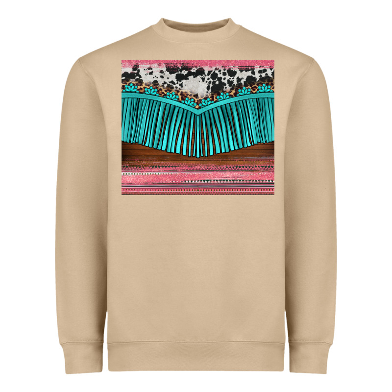Western Fringe Cowhide Leopard Heavyweight Sweatshirt by BarkalooDesign | Teevron