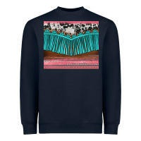 Navy western fringe cowhide leopard Heavyweight Sweatshirt - BarkalooDesign