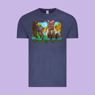 Mama Bear Sees All With Sunflowers Vintage Tee Designed By Artiststas