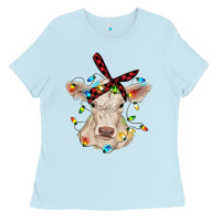 Baby Blue charolais calf with christmas lights baby cow Ladies Tee - RanaPortraitStore