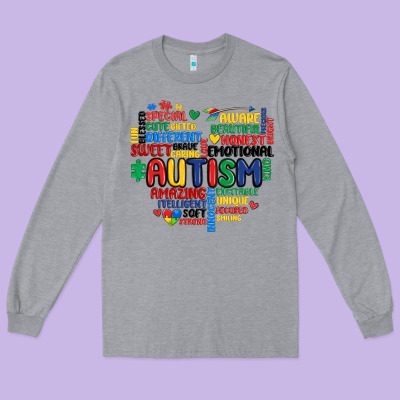 Autism Heart Long Sleeve Tee Designed By Maliassmallbusiness