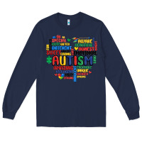 Navy autism heart Long Sleeve Tee - MaliasSmallBusiness