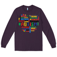Plum autism heart Long Sleeve Tee - MaliasSmallBusiness