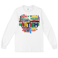 White autism heart Long Sleeve Tee - MaliasSmallBusiness