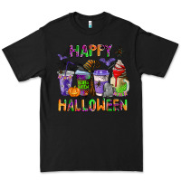 Black happy halloween coffee cups Premium Tee - AdoDesignShop