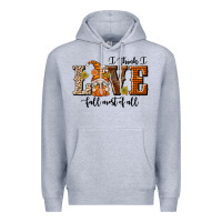 Heather Grey I Think I Love Fall Most of All Premium Hoodie - texasbilliewilder