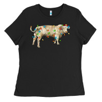 Charolais Bull With Christmas Lights Ladies Tee | Teevron