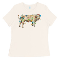 Bone Charolais bull with christmas lights Ladies Tee - RanaPortraitStore