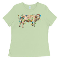 Matcha Charolais bull with christmas lights Ladies Tee - RanaPortraitStore