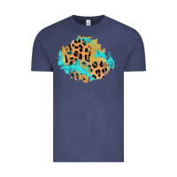 Vintage Denim glitter leopard turquoise patch Vintage Tee - AdoDesignShop