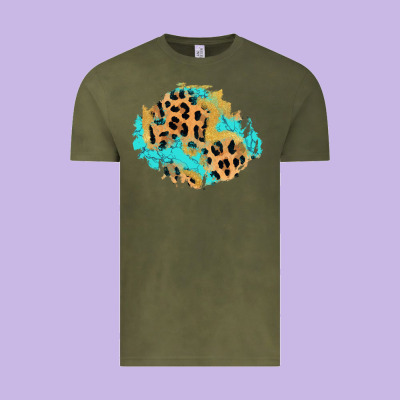 Glitter Leopard Turquoise Patch Vintage Tee Designed By Adodesignshop