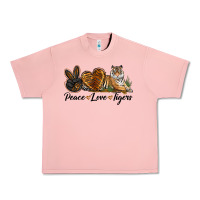 Salmon Peace Love Tigers Urban Heavy Tee - LillyAllenDesigns