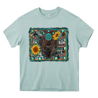 Arona american bison wıth sunflower and gemstone Heavy Core Tee - RanaPortraitStore