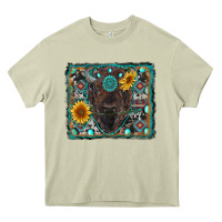 Mossy american bison wıth sunflower and gemstone Heavy Core Tee - RanaPortraitStore