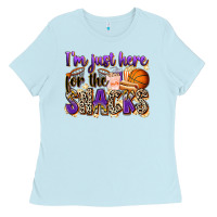 Baby Blue i'm just here for the snacks basketball Ladies Tee - Zillion Design Studio