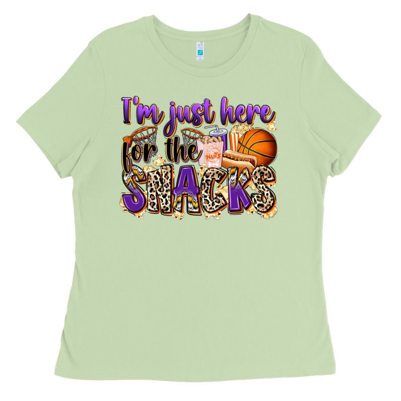 I'm Just Here For The Snacks Basketball Ladies Tee by Zillion Design Studio | Teevron