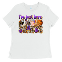 White i'm just here for the snacks basketball Ladies Tee - Zillion Design Studio