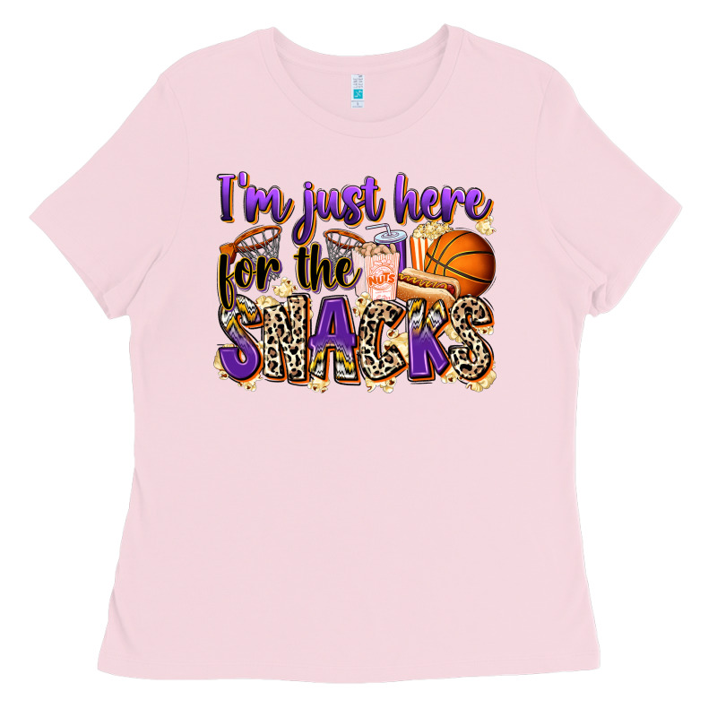 I'm Just Here For The Snacks Basketball Ladies Tee by Zillion Design Studio | Teevron