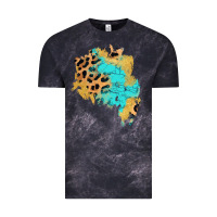 Cloud Black glitter leopard turquoise patch Vintage Tee - AdoDesignShop
